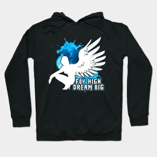 Angel Wings Fly High Dream Big Blue Hoodie